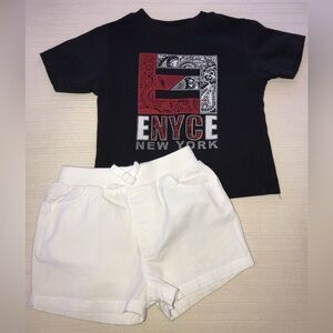Enyce New York Black T-Shirt and White Shorts Set size 12-18 Months